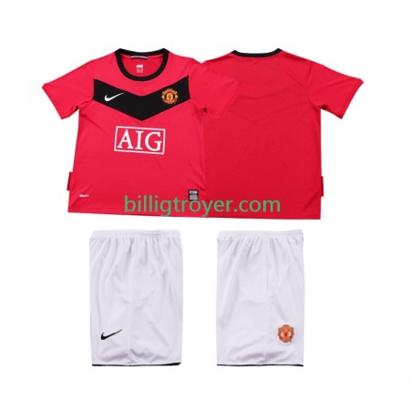 Billige Fotballdrakter Manchester United 2009 2010 Barn Retro Hjemmedraktsett Kortermet